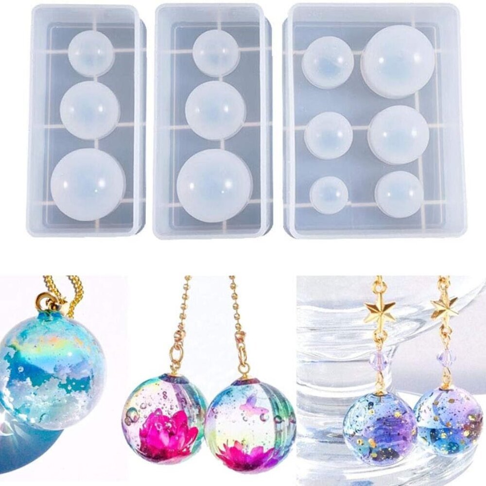 Silicone Ball Mold, 3pcs Resin Epoxy Mold, Universe Spheroid Moulds, Orbs Pendan